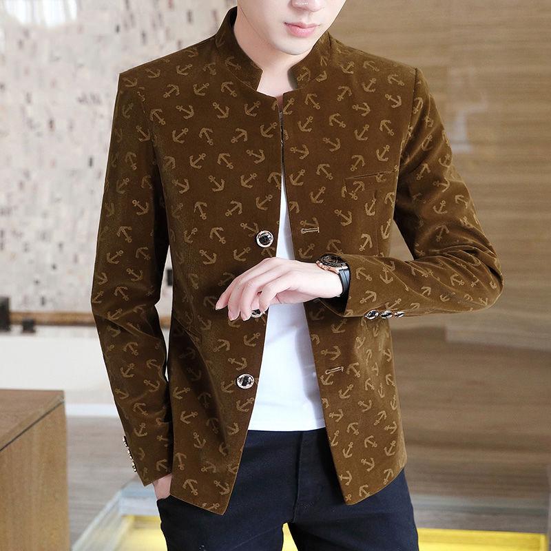 Fashion Men's Suit Korean Style Slim Casual Single Velvet Youth Suit