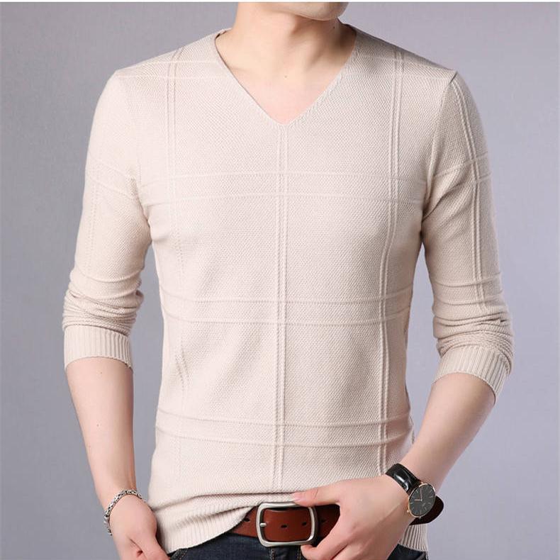 Autumn Winter Men's Sweater Men's V-Neck Casual Sweater Men's Slim Fit Brand Knitted Pullovers