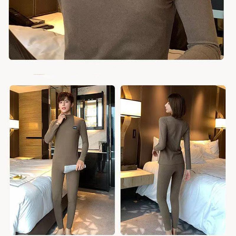 Winter Thermal Underwear Men's High-necked Velvet Pajamas Couple Thermostat Warm Tight-fitting Large Size Base Suit