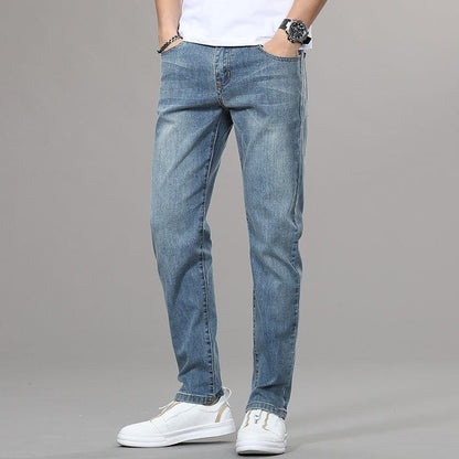 Jeans Men's Spring and Summer Straight Slim Trousers Summer New Light-colored Casual Pants