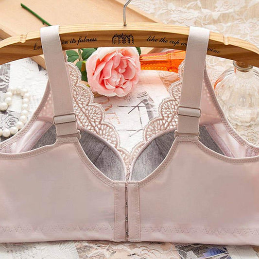 Ladies underwear without rims gathered and collected anti-sagging anti-glare adjustable large size beautiful back sexy lace thin bra