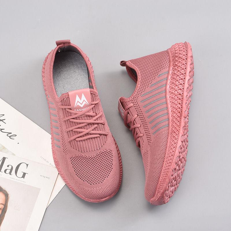 Cloth Shoes Women's Soft Sole Comfortable Non-slip Lightweight Fly Woven Single Shoes Outdoor Sports Shoes Mesh Surface Breathable and Lightweight