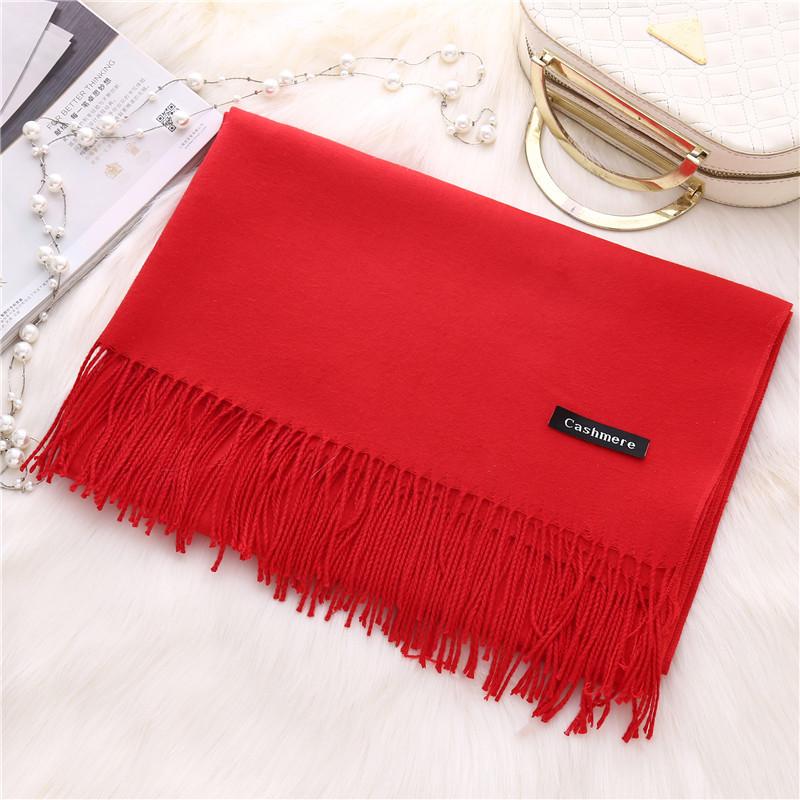 Women Solid Color Cashmere Scarves with Tassel Lady Long Scarf  Female Shawl Men Scarf