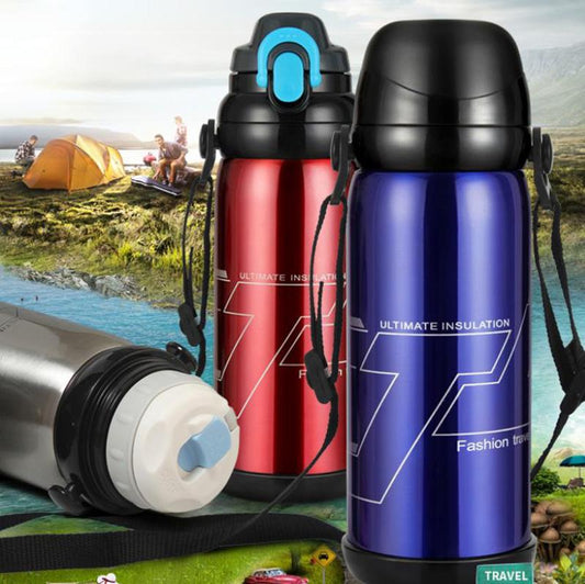 800ml Stainless Steel Vacuum Flask Outdoor Sports Large Capacity Kettle Coffee Tea Water Bottle Milk Cup