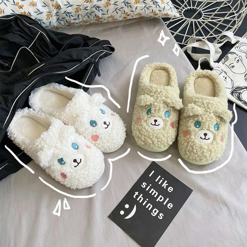 Autumn and Winter Pure Cotton Slippers Indoor Non-slip Soft-soled Shoes Warm Simple Plush Cotton Shoes