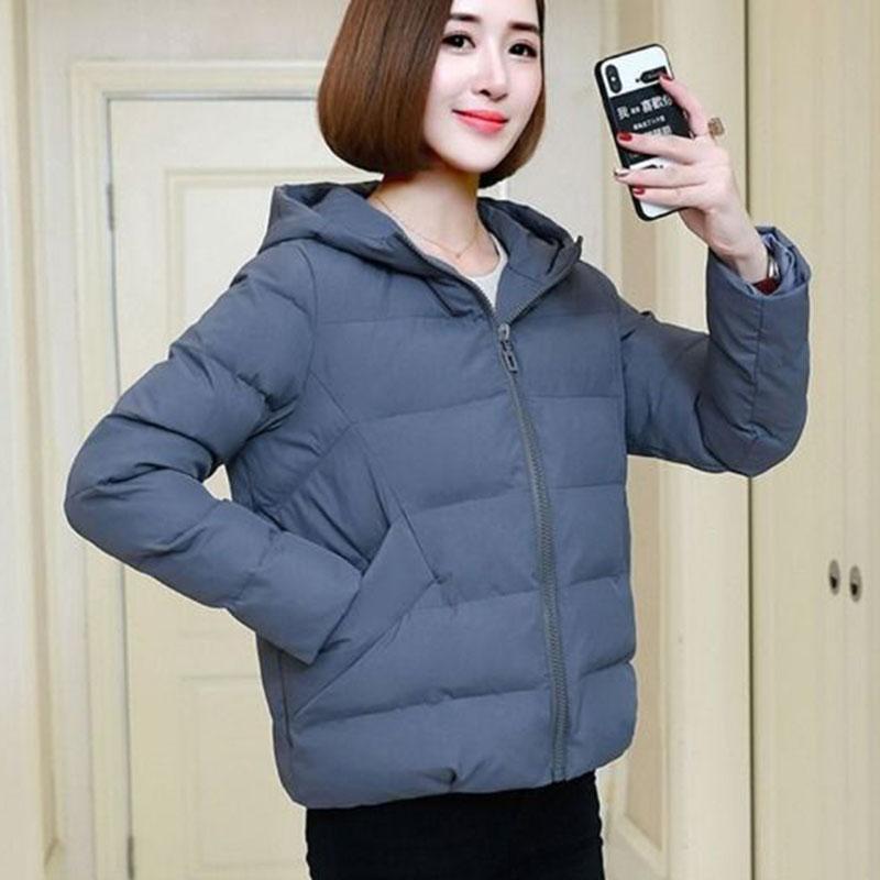 Autumn and Winter Fashion Plus Size Jacket Loose Wild Short Cotton Jacket Pure Color Simple Female Cotton Jacket