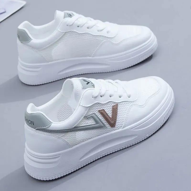 Mesh White Shoes Women's Shoes Summer and Autumn Versatile Hollow Out Breathable Single Mesh Sports Flat Shoes Anti-skid Mesh Shoes