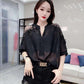 Ladies Chiffon Blouses Translucent Top Lace Strapless Blouses Shirt Bat Shirt V Neck Blouses Ladies Rhinestone Blouses Cool Breathable Blouses