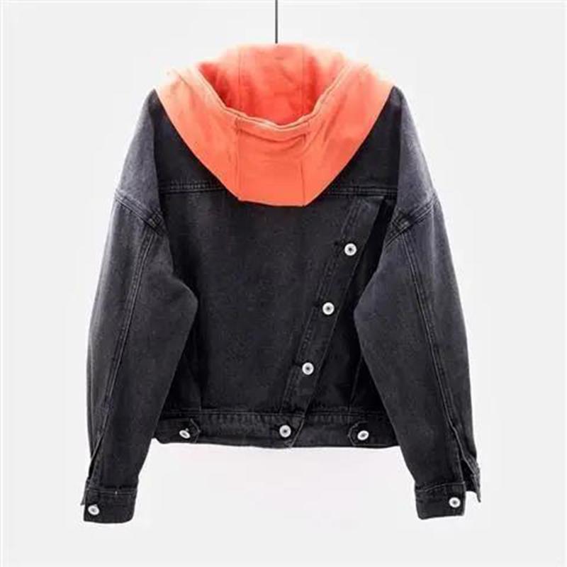 Denim Jacket Women Loose 2021 Spring and Autumn Korean Style Short Long-sleeved Hooded Jacket Multi-pocket Versatile Top