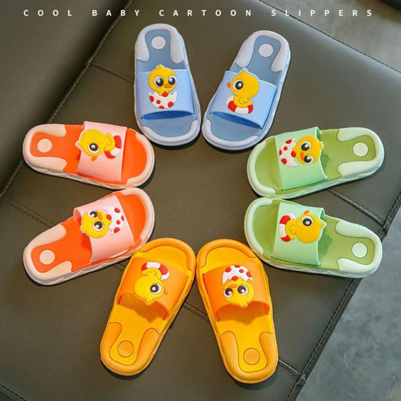 Children's Sandals Slippers Summer Boys  Girls Non-slip Soft Bottom Kids Bathroom Bath Slippers Cartoon Household Duckling Children Baby Slippers