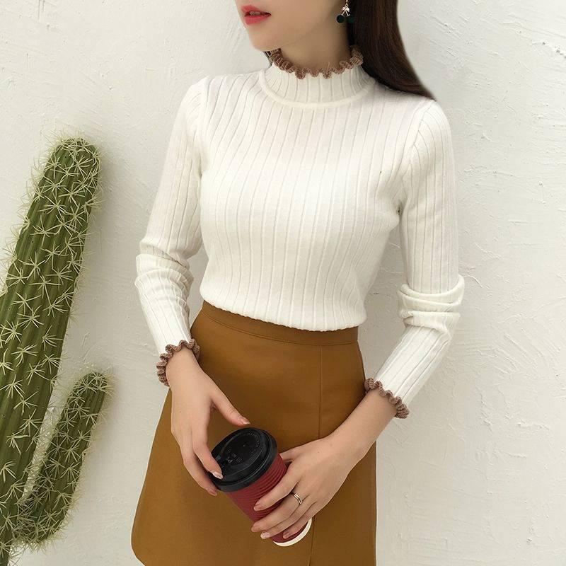 Turtleneck Sweater Long Sleeve Knit Sweater Autumn and Winter Women's Slim Joker Sweater