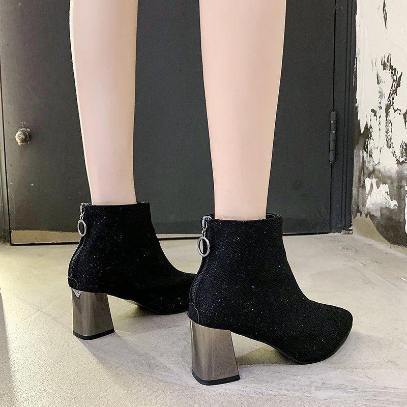 Women's Mid-heel Leather Ankle Boots Chunky Heel Fashion Martin Boots All-match Plus Size Ladies Leather Boots