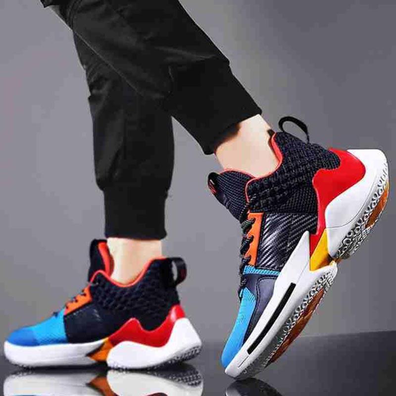 Plus Size 39-45 Summer Men High-top Sneakers Women Casual Running Basketball Shoes Students Breathable Shockproof Non-slip Shoes