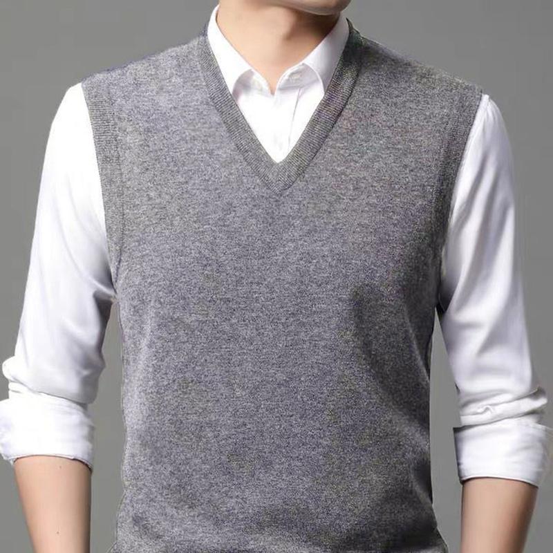 Spring and Autumn Men's Vest V-neck Sleeveless Knitted Sweater Sweater Vest Warm Vest Men's Top