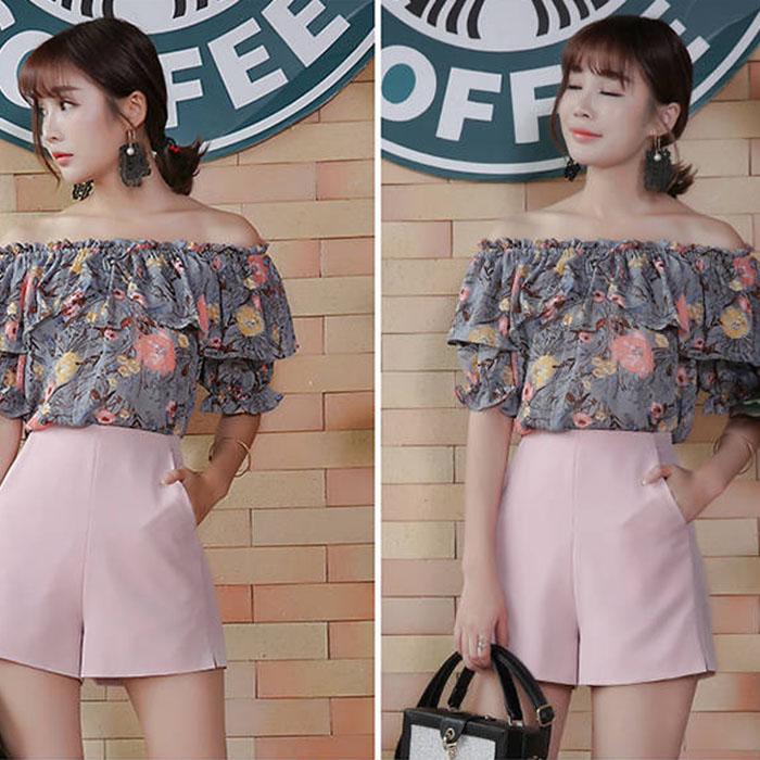 Pofulove Summer Women High Waist Chiffon Wide Leg Shorts Students Casual Thin Mini A-line Pants