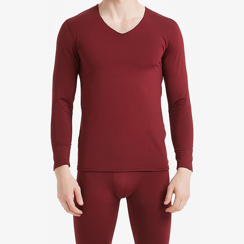 Men Winter Thermal Underwear V-neck Male  Autumn Clothes Tight Suit Thicken Windproof Comfortable Soft Lining Long Sleeve High Elasticity Slim