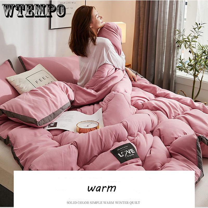 Winter Quilt Solid Color Thickened Washed Quilt Core Three-dimensional Warm Winter Quilt Quilt Double Bedding Bed Linings