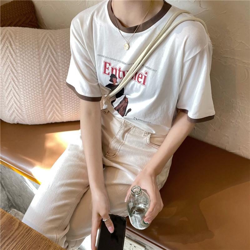 Women's Summer Loose Versatile Printed Short Sleeve Top T-Shirt