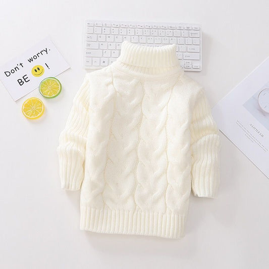 Autumn Winter Children's Sweaters Boys' Round Neck Sweaters Girls' Thickened Bottoming Pullovers Baby Turtleneck Sweaters