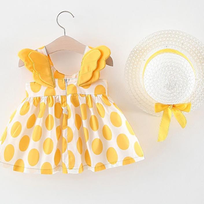 Children Dress Spring Summer Sling Kids Clothing  Baby Girls Clothing Polka Printing Dot Wings Dress Sleeveless A-line Dress Girl