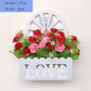 Simulation Rose Silk Flower Set Basket Plastic Fence Living Room Wall Hanging Artificial Flower Rack Home Wall Decoration Pendant