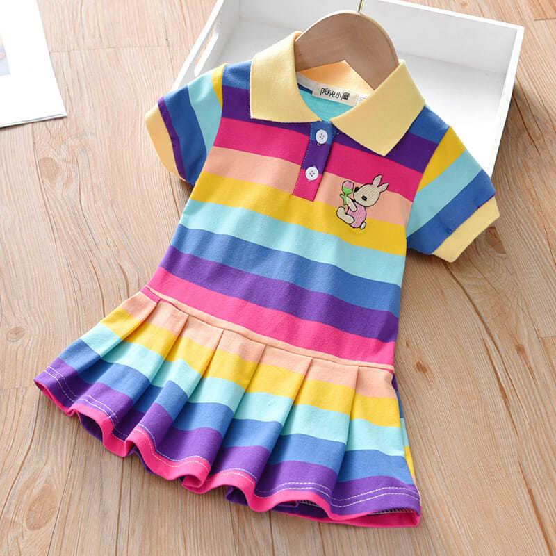 Unicon Children Dress Spring Summer Turn-Down Collar Kids Clothes Fashion Toddler Baby Girls Clothing Summer Dress Girl