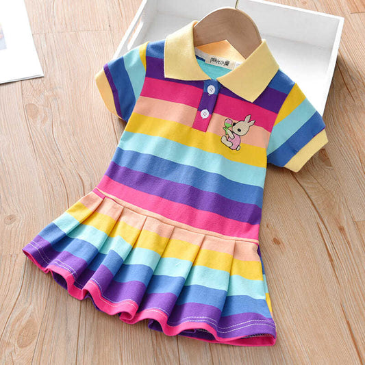 Unicon Children Dress Spring Summer Turn-Down Collar Kids Clothes Fashion Toddler Baby Girls Clothing Summer Dress Girl