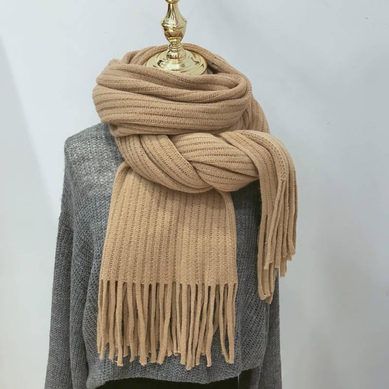 Winter Scarf Women Knitting Wool Scarves Knitted Thicken Warm Shawl Student Scarf