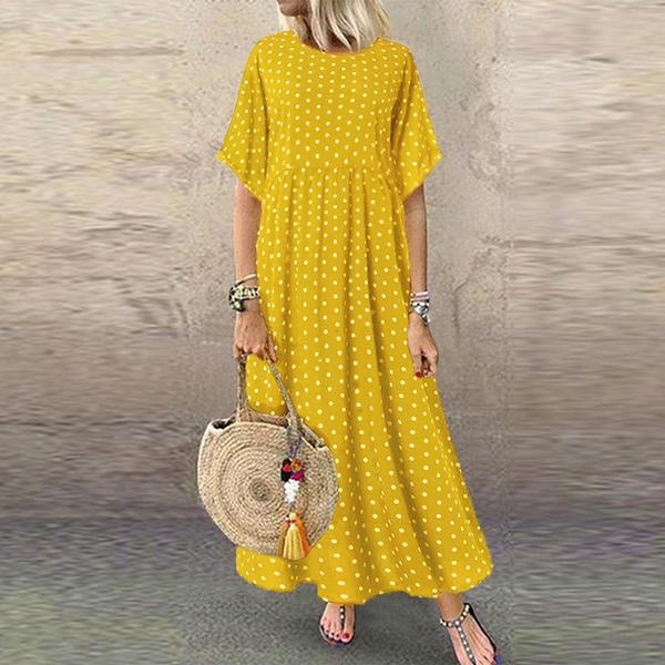 Boho Maxi Dress Vintage Print Summer Half Sleeve Loose Dress Casual Plus Size Female Long Dress Big Swing Dresses Robe Vestidos