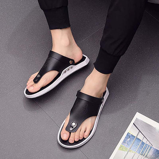 Handsome Men's Slippers Net Celebrity Simple Street Wear Flip Flops Summer Comfortable Breathable Non-slip Beach Sandals