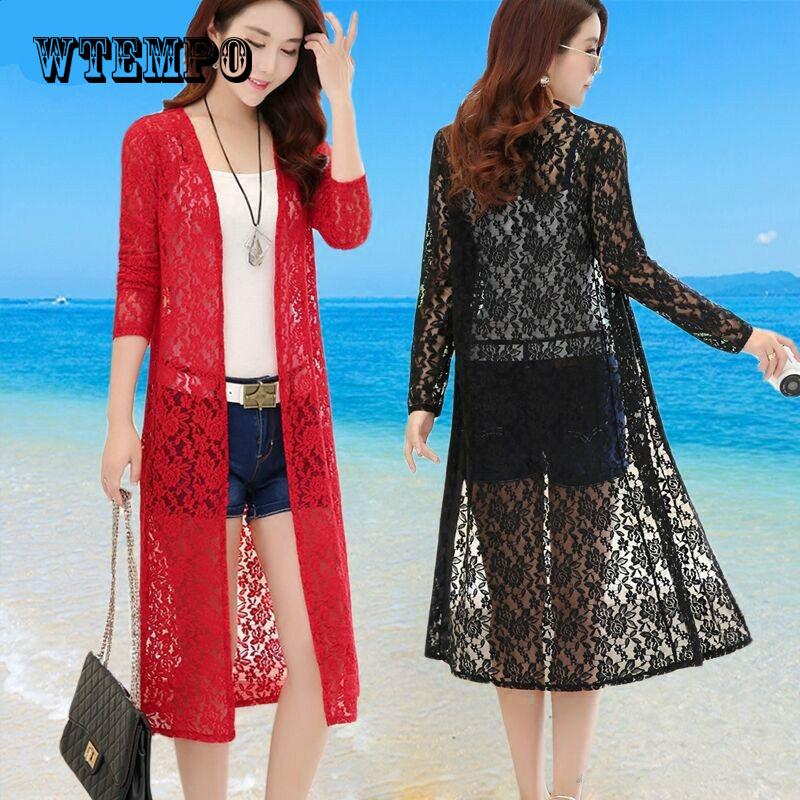 Summer Women Sun Protection Clothing Casual  Long Sleeve Sun Shirts Loose Thin Lace Coat