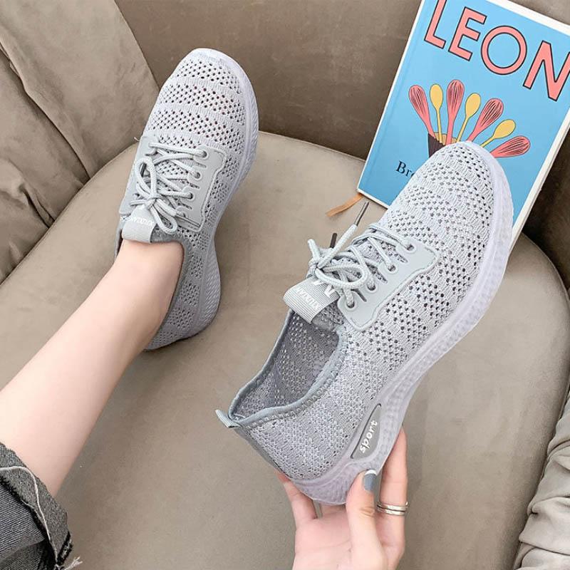 2021 Spring Summer Sports Shoes Women's Breathable Hollow Mesh Shoes Versatile Casual Shoes Lightweight Soft Sole