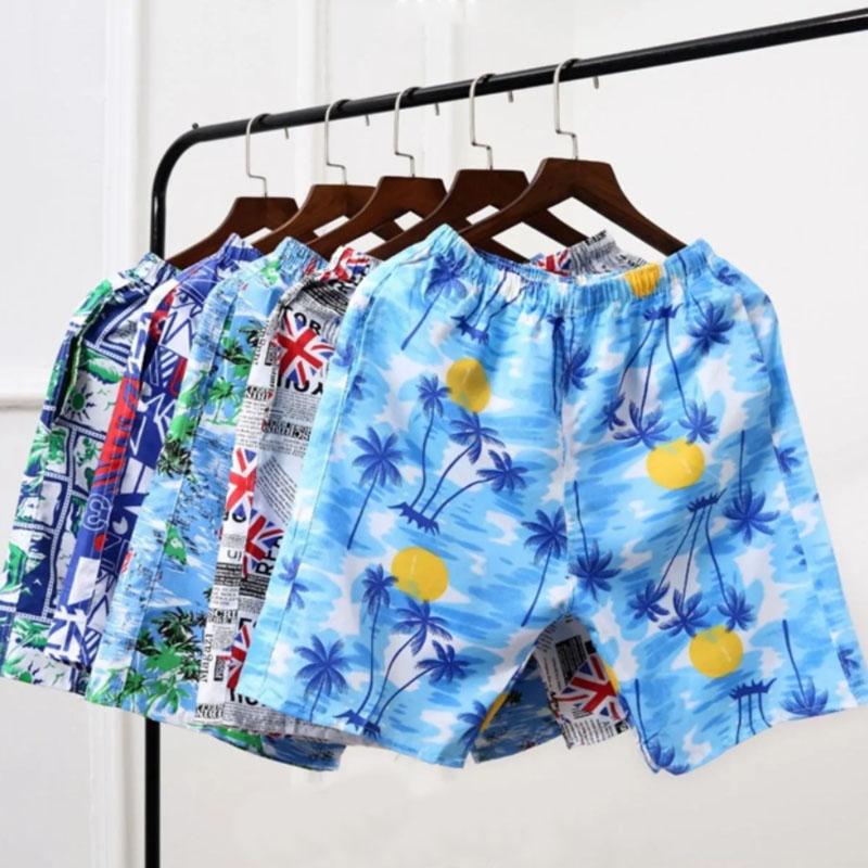 Summer Thin Cotton and Linen Breathable Printed Beach Pants Men's Sports Loose Large Size Quick-drying Five-point Pants Casual Outer Wear Shorts