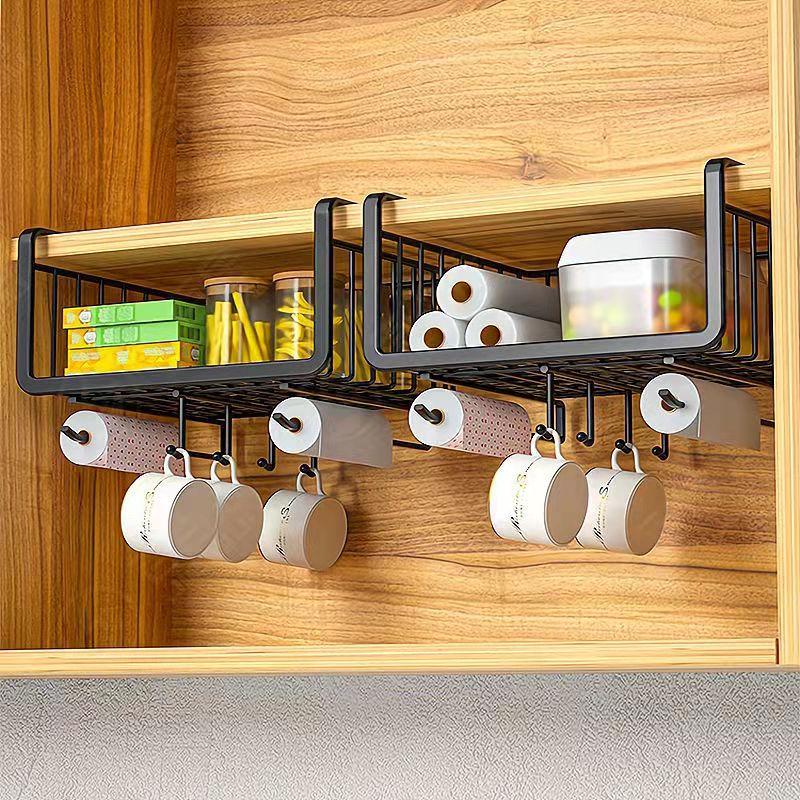 Kitchen Shelves Cabinets Hangers Wardrobes Layered Storage Rack Hooks Hanging Baskets Cabinets Tables Storage Tools Closet Upside Down Shelf