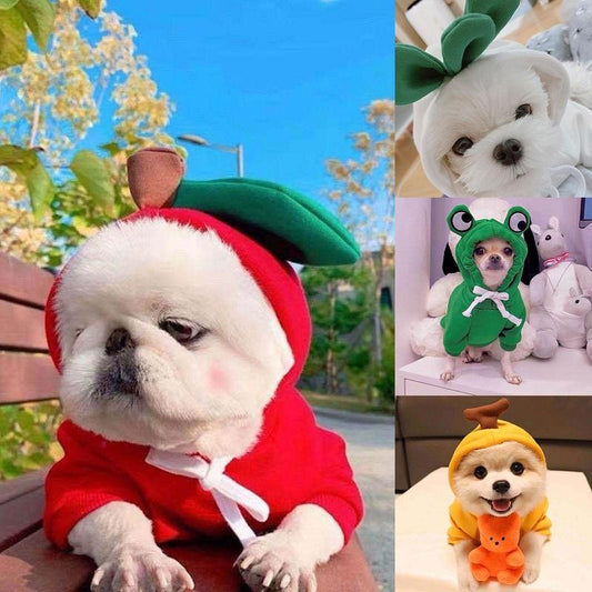 Dog's Winter Clothes Cute Fruit Dog Coat Hoodies Pet Dogs Costume Jacket Carrot Banana Fog Puppy Drawstring Hoodie Pet Warm Clothing Jumpsuit Outwear