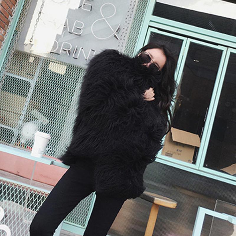 Autumn and Winter Beach-like Wool Fur Coat Women's Mid-length Lamb Fur Coat  Hairy Women's Thin Coat