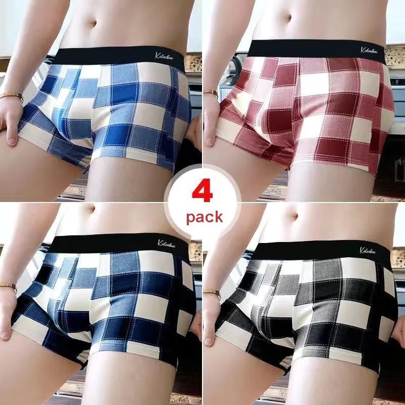 4-pack Men's Antibacterial Panties Mid-waist Boxer Briefs Soft and Comfortable Boxer Briefs