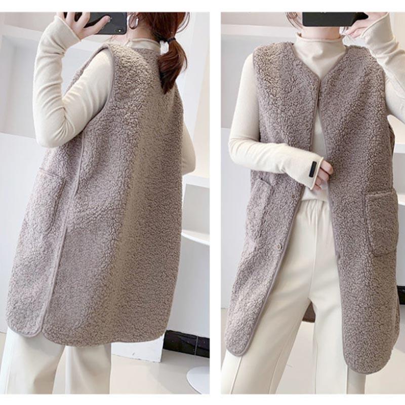 Long Vest Women's Autumn and Winter Mid-length Imitation Lamb Wool Fashion All-match Women's Coat