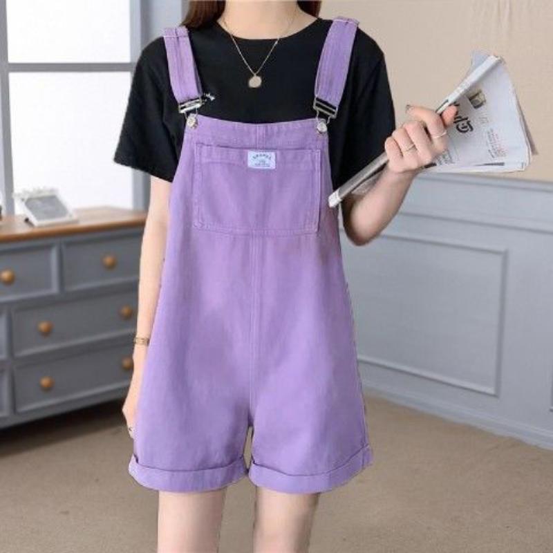 Solid Color Denim Suspenders Shorts Women's Summer Clothes Korean Version of Loose Sweet Students All-match Thin Suspenders Five-point Pants