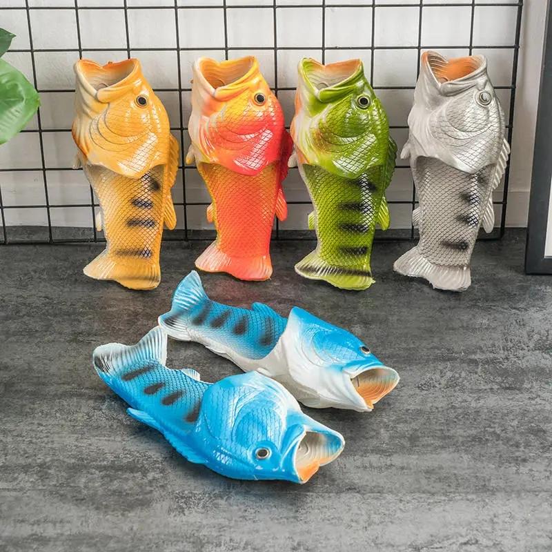 Fish Slippers Non-slip Funny Parent-child Slippers Home Waterproof One Word Drag Couple Sandals and Slippers Flip Flops