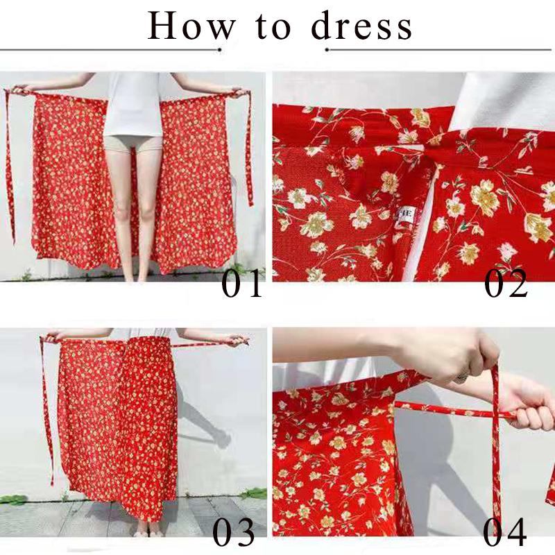 A piece of cloth Long Floral Chiffon Casual Skirt Women Summer Chiffon Wrap Skirt Long Beach Skirt