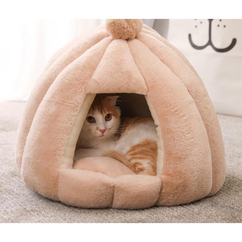 Cat Bed for Winter Warm Pet Dog Litter Cat Supplies Cat House Enclosed Thickened Dog Cat House Kennel Doggy Cushion Basket Teddy Cat Sleeping Bed