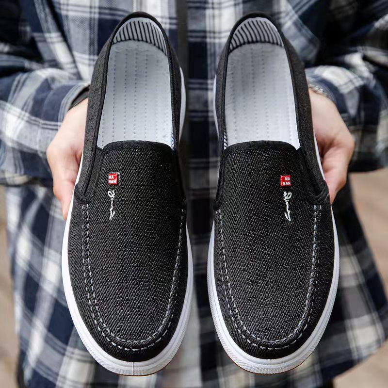 Men's Old Beijing Cloth Shoes Flat Non-slip Work Shoes Tendon Bottom Breathable Canvas Shoes Dad Husband Casual Shoes