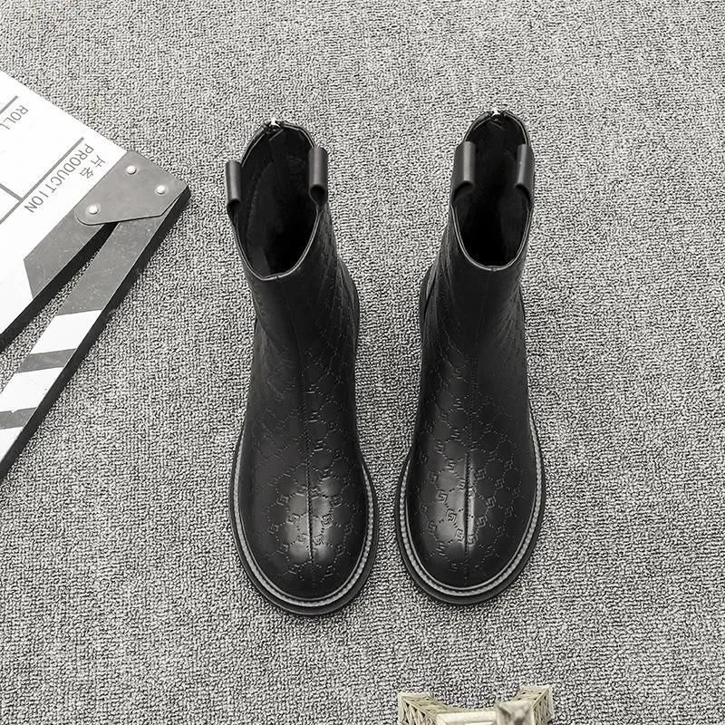 Soft Leather Fashion Short Boots Women's Autumn and Winter Women's Boots Round Toe Flat-heel Martin Boots Women's All-match Low-heeled Short Boots