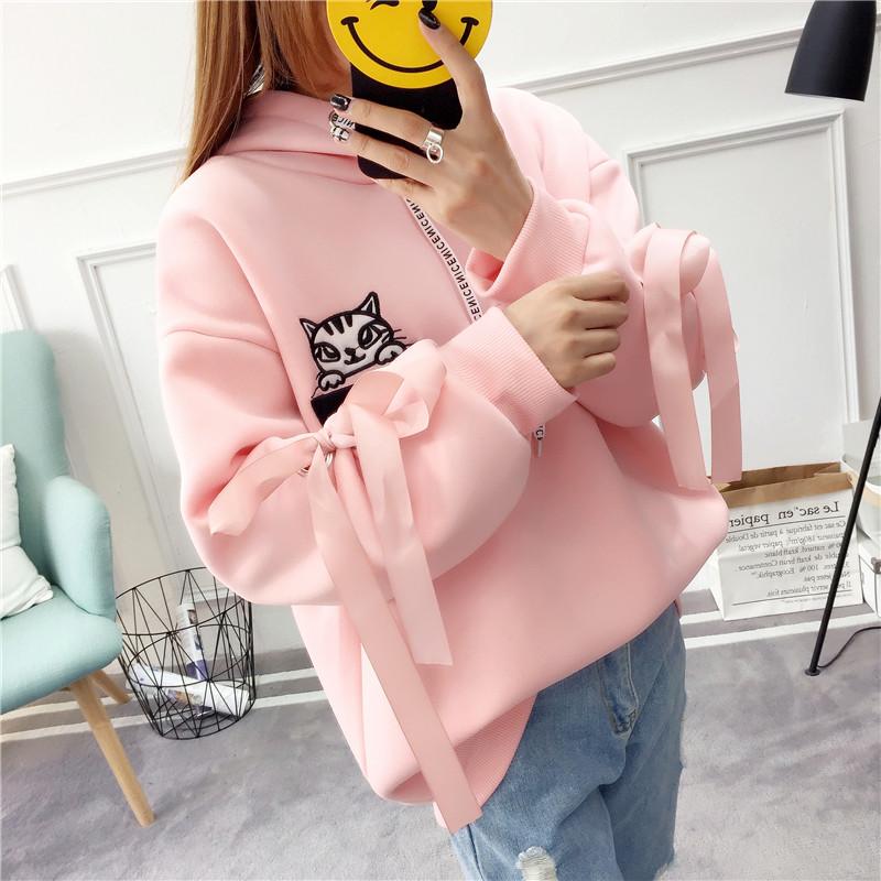 Hooded jacket autumn and winter cotton sweater ladies sweatshirt trend wild large size long sleeve