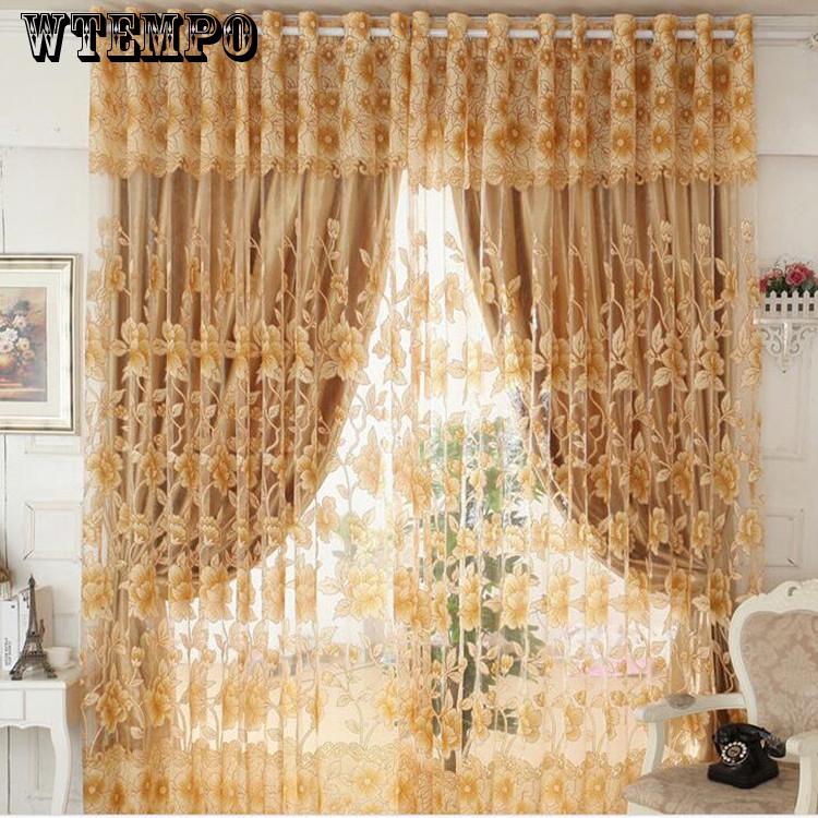 WTEMPO Window Curtain Printed Bedroom Curtain Home Texitle Semi-Blackout Curtain