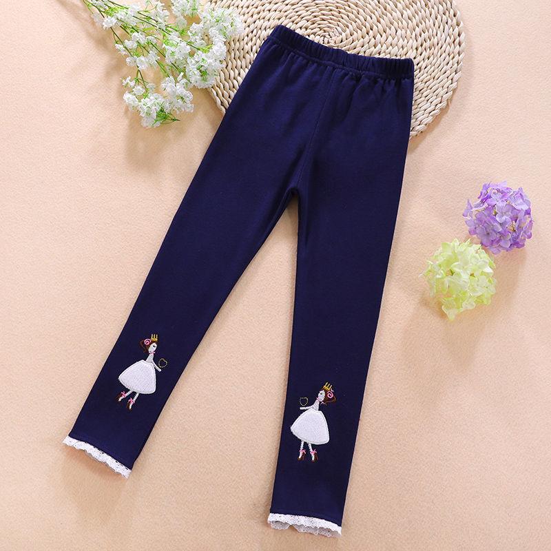 Girls Spring and Autumn Lace Edge Leggings Korean Children's Pants Slim Stretch Pants Casual Pants