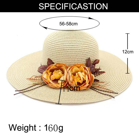 Hat Women Girl Sun Hat Summer Cap Brim Folding Wide Hat Large Straw Beach Hats