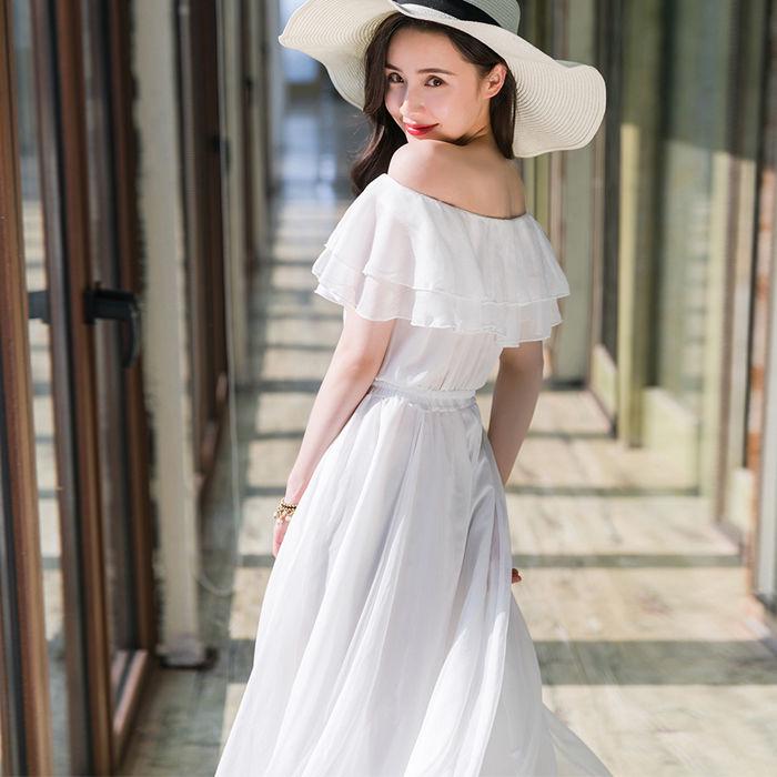 Off Shoulder Dresses Pleated Long Dress Women Party Dress Maxi Ruffle Spring Dress Elegant Vestidos