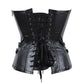 Retro Gothic Blue Denim&Brocade Steel Boned Overbust Steampunk Corsets Jacket Women Leather Bustiers